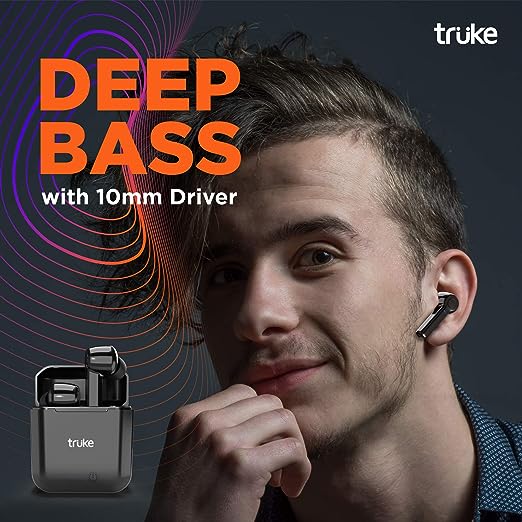 truke Fit Buds 5.0 Bluetooth Truly Wireless In Ear Earbuds with Mic (TWS), with 10mm Driver, with 500mAh Case for 20hrs Music Playtime, Quick Paring (Black) truke Fit Buds 5.0 Bluetooth Truly Wireless In Ear Earbuds with Mic (TWS), with 10mm Driver, with 500mAh Case for 20hrs Music Playtime, Quick Paring (Black)